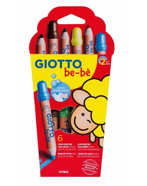 Etui 6 maxi crayons de couleurs + taille crayon 6 CRAYON BOIS / 13PJJO024AJV999