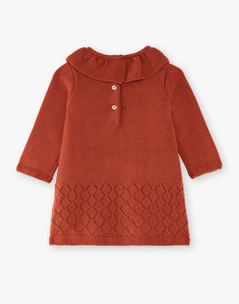 Robe fille en tricot coton et laine mérinos rouge brique BLANDINE 20 / 20IU19C1N18506