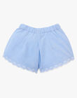 Short jupe culotte fille brodé  en chambray bleu   AMILA 20 / 20VU1923N02721