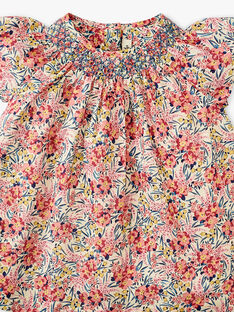 Robe fille manches courtes en tissu floral Liberty rose ARMELLE 20 / 20VU1919N18030