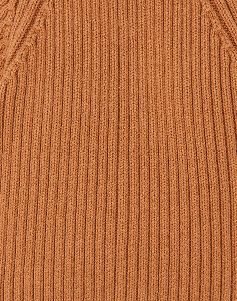Gilet tricot garçon couleur pécan en coton biologique  COSMOS 21 / 21VU2012N12I821