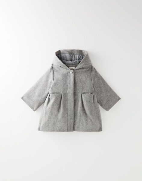 Manteau fille en drap de laine gris chiné : Vestes, Manteaux bébé