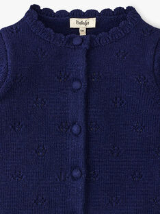 Cardigan fille coton laine mérinos couleur marine  ANDREA 20 / 20VU1914N11070