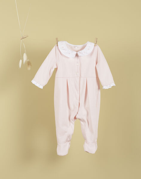 Grenouillère col claudine rose tendre fille : Pyjamas naissance