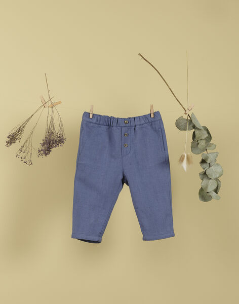 Pantalon bleu en coton et lin garçon THETIS 19 / 19VU2031N03208