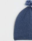 Bonnet à pompon en laine mérinos bleu IFILO BLEU 23 / 23IV6953N49205