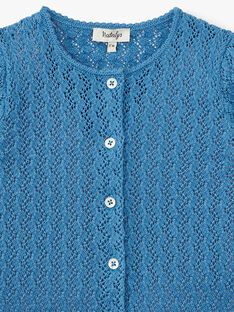 Cardigan fille coton pima couleur bleu nattier  ALYSSA 20 / 20VU1921N11201