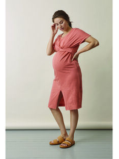 Robe de grossesse & allaitement coton bio Zadie Boob corail BOZADIE / 20VW2646N18404