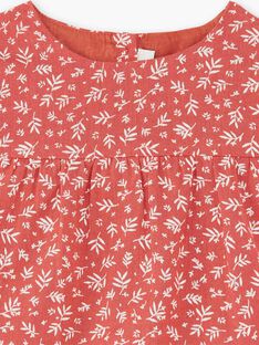 Blouse fille terracotta en imprimé floral sur coton  CELESTINE 21 / 21VU1911N09E415