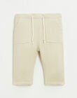 Pantalon beige en gaze de coton bio FERREOL 22 / 22IU2013N03801
