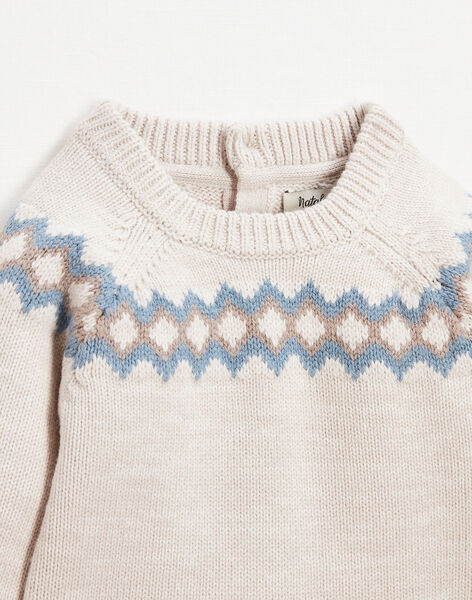 Pull tricot enfant avec motif jacquard en coton laine FLORENTIN 22 46 / 22I129283N13806
