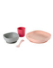 Set de vaisselle 4 pièces en silicone rose SET VAIS ROSE 4 / 18PRR2002CRE030