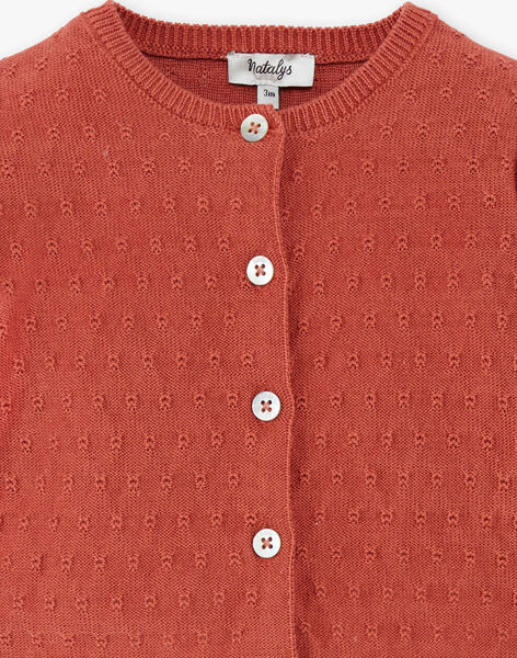 Cardigan tricot fille fantaisie couleur terracotta en coton biologique CLARA 21 / 21VV2212N11E415
