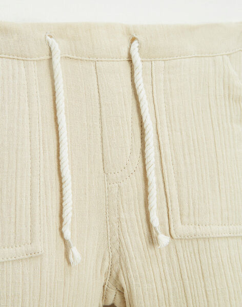 Pantalon beige en gaze de coton bio FERREOL 22 / 22IU2013N03801