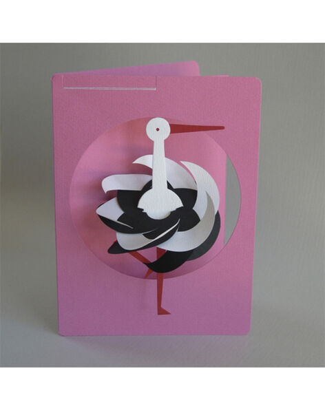 Carte mobile cigogne faite à la main Livingly rose  CARTE CIGO ROSE / 14PCDC064DMU030