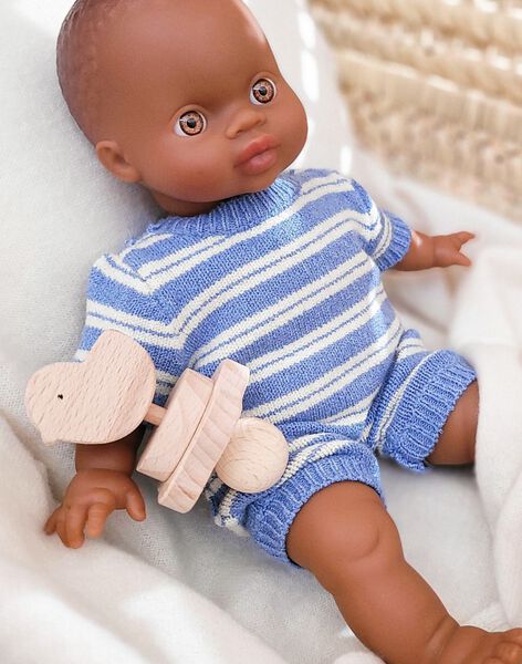 Tenue Babies - Combinaison courte rayée style vintage en tricot et ses chaussons TNU BBS HORLAND / 23PJJO017AJVC218