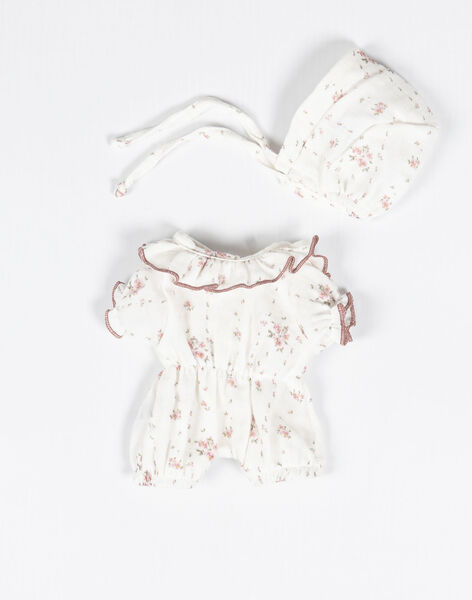 Tenue Babies - Barboteuse en double gaze motif fleurs vintage et son beguin TNU BBS HORYTEN / 23PJJO014AJVD300