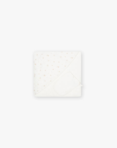Cape de bain fille en double gaze de coton vanille imprimé petites fleurs DIBAIN 21 / 21PV5911N73114
