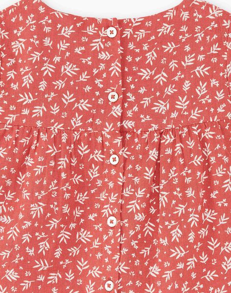 Blouse fille terracotta en imprimé floral sur coton  CELESTINE 21 / 21VU1911N09E415