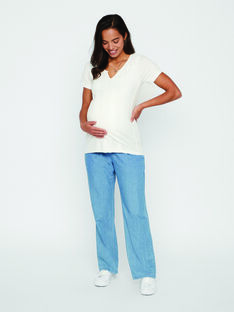 Pantalon de grossesse ample bio Mamalicious denim bleu clair MLXANDRA PANTS / 20VW2641N03P270
