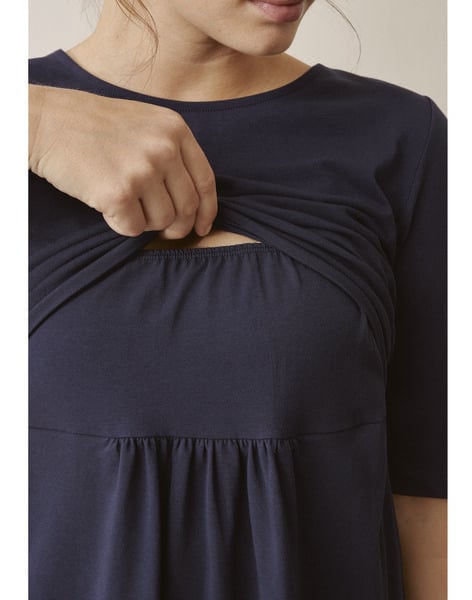 Robe de grossesse & allaitement coton bio Boob bleu marine BOLINNEA / PTXW2611N18713