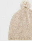 Bonnet à pompon en laine mérinos beige IFILO BEIGE 23 / 23IV7054N49A013