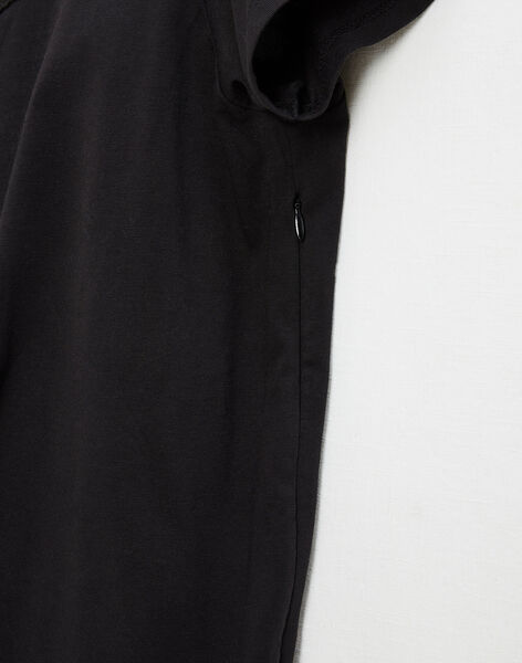 Tee-shirt noir finition dentelle coton bio ANTHEE BLACK-EL / PTXW2611NAP090