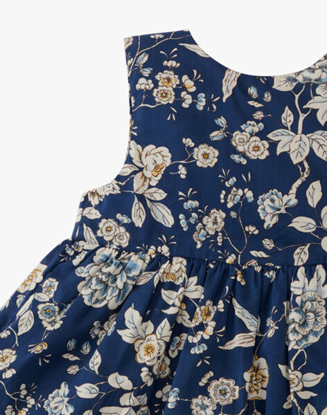 Robe chasuble et bloomer fille en tissu floral Liberty bleu ALONA 20 / 20VU1915N18099