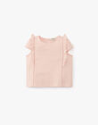 Tee-shirt fille en coton rose dragée  ALINDY 20 / 20VU1911N0ED310