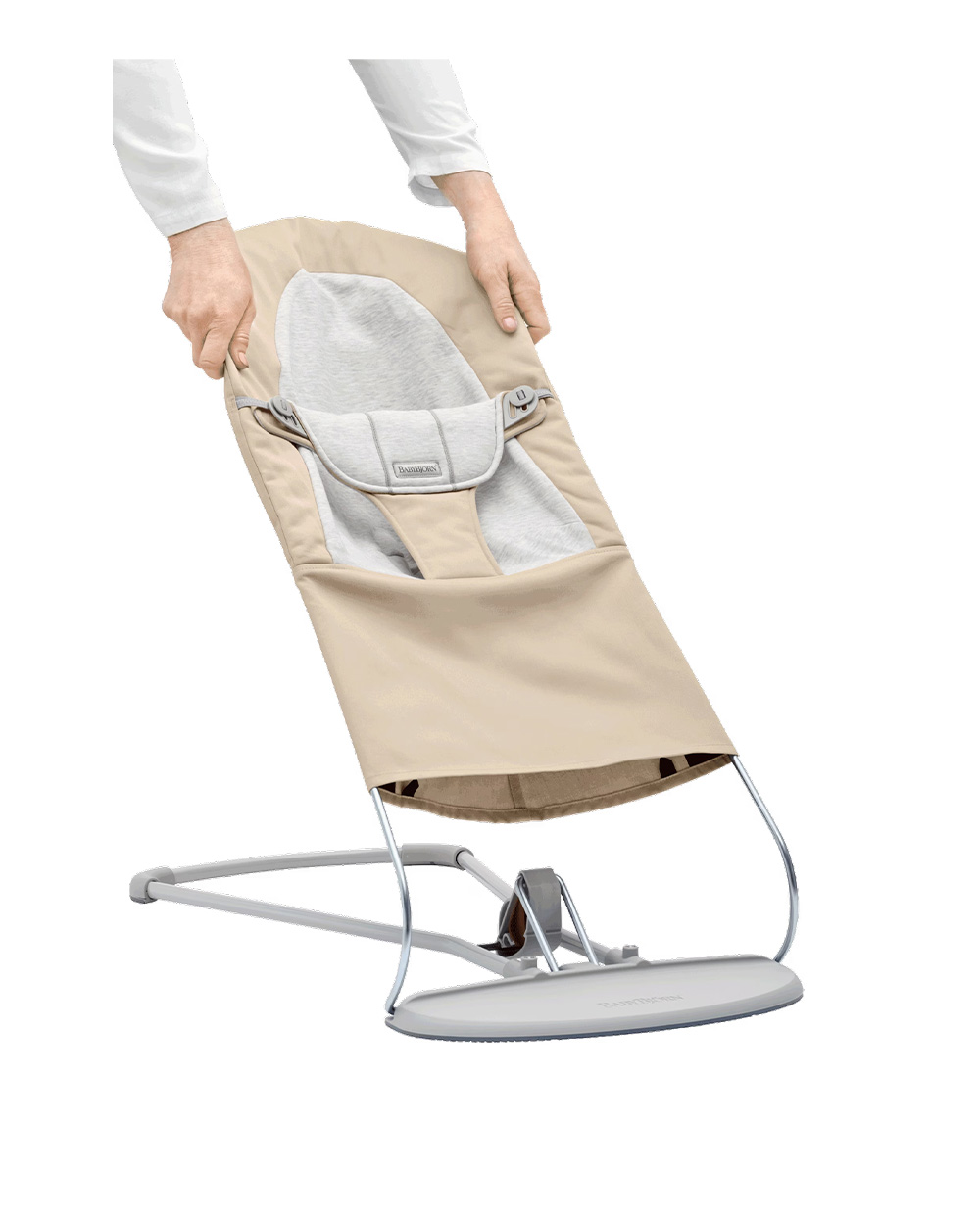 Housse transat Balance Soft jersey tissé... Coloris beige/gris Babybjörn
