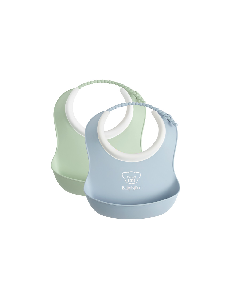 Lot de 2 bavoirs récupérateurs Coloris vert pastel/bleu pastel Babybjörn