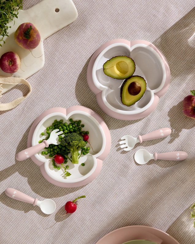 Lot de 2 assiettes et couverts Coloris rose pastel  Babybjörn
