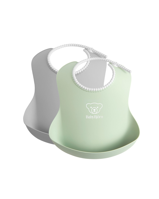 Lot de 2 bavoirs récupérateurs Coloris gris/vert pastel  Babybjörn