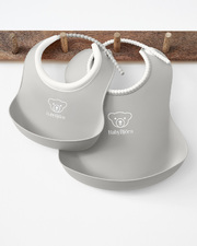 Lot bavoir et mini-bavoir Coloris gris Babybjörn