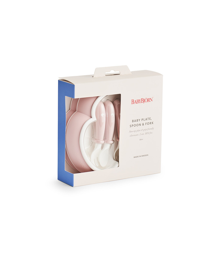 Lot de 2 assiettes et couverts Coloris rose pastel  Babybj&ouml;rn