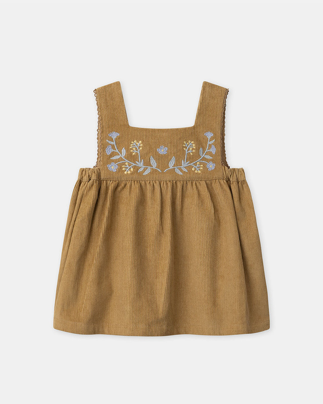 Robe Velours Marron Brodée Sergent Major Pour Fille 9 Ans - Taille 140, Mi-longueur, Occasion Très Bon état
