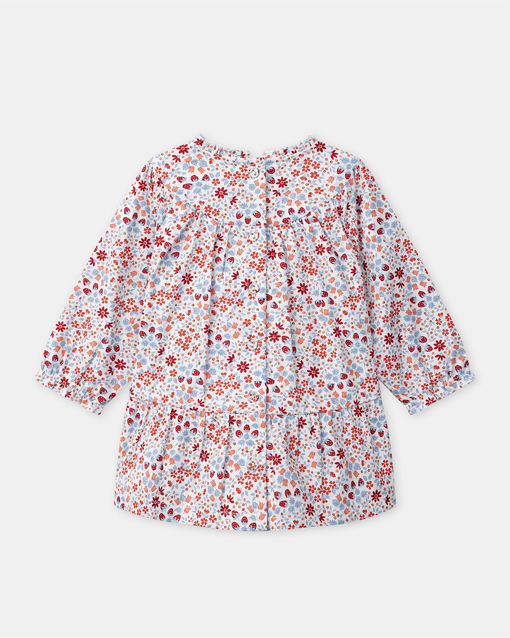 Robe imprimée fleurs et fraises Coloris rouge et bleu Sergent Major