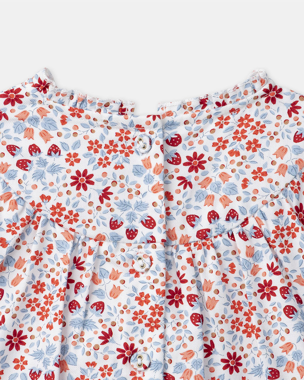 Robe imprimée fleurs et fraises Coloris rouge et bleu Sergent Major