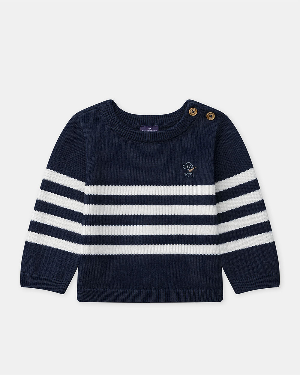 Pull en coton à rayures Coloris bleu marine Sergent Major