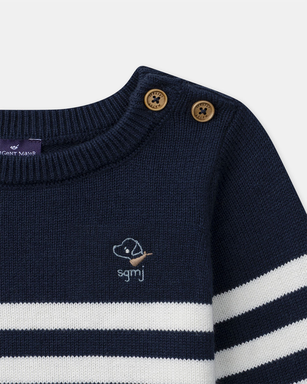 Pull en coton à rayures Coloris bleu marine Sergent Major
