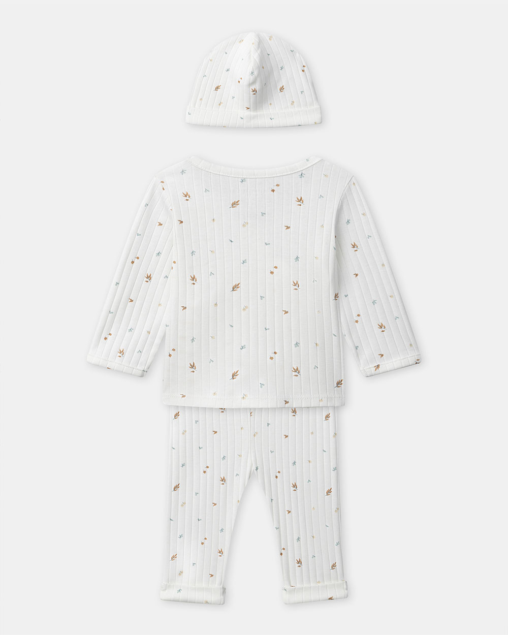 Ensemble haut, pantalon et bonnet imprim&eacute; feuillage Coloris &eacute;cru  Sergent Major