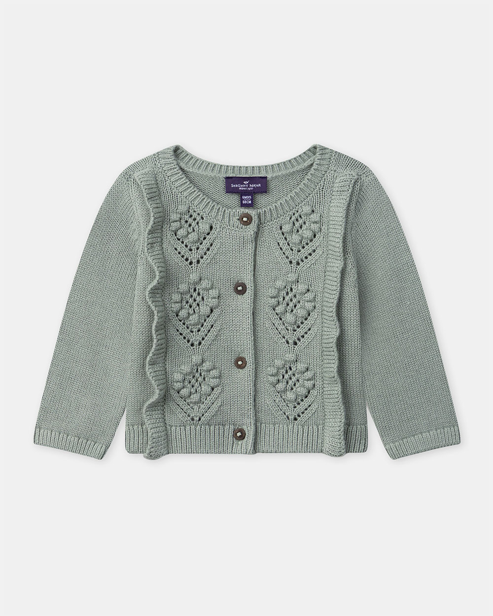 Cardigan ajouré à volant Coloris vert Sergent Major