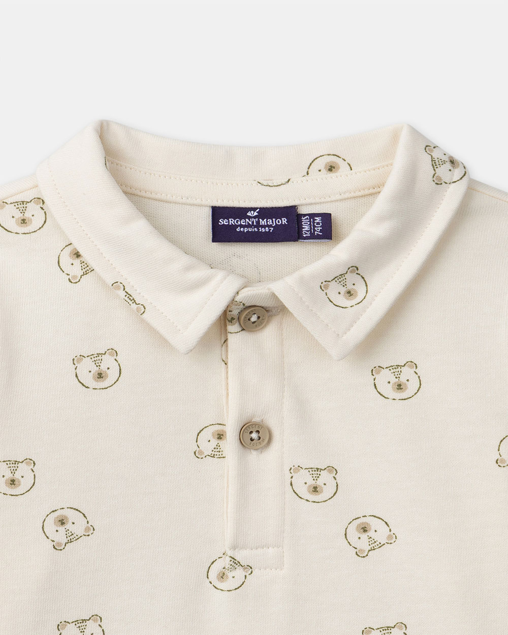 Polo imprim&eacute; ours Coloris &eacute;cru  Sergent Major