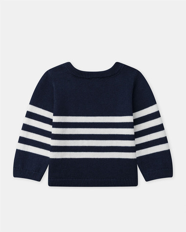 Pull en coton &agrave; rayures Coloris bleu marine  Sergent Major