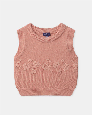 Pull brod&eacute; sans manches Coloris corail  Sergent Major