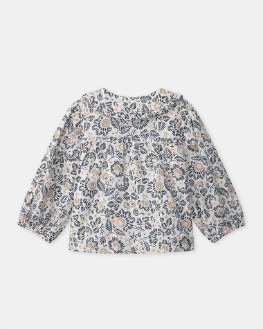 Blouse imprim&eacute;e fleuri &agrave; col Coloris gris fonc&eacute;  Sergent Major