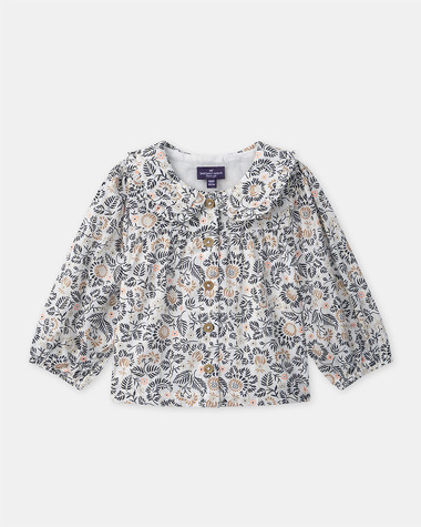 Blouse imprim&eacute;e fleuri &agrave; col Coloris gris fonc&eacute;  Sergent Major