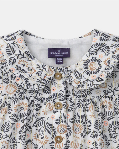 Blouse imprim&eacute;e fleuri &agrave; col Coloris gris fonc&eacute;  Sergent Major