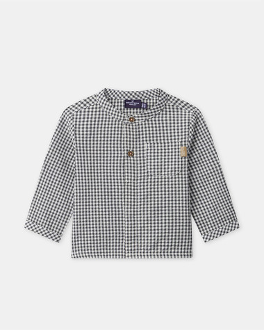 Chemise vichy col mao Coloris gris fonc&eacute;  Sergent Major