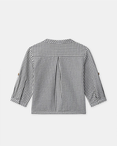 Chemise vichy col mao Coloris gris fonc&eacute;  Sergent Major